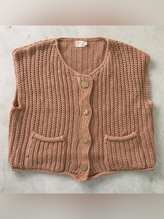 Dream by Debut Sweaters - Sleeveless Chunky Knit Cardigan Vest in Dusty Rose